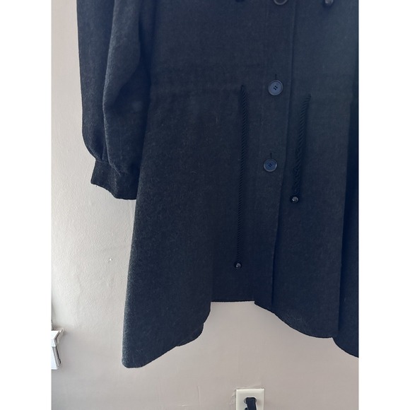 DKNY Womens Oversized Hooded Pea Coat Size L Gray Wool Lagenlook Quiet Luxury - Picture 3 of 11